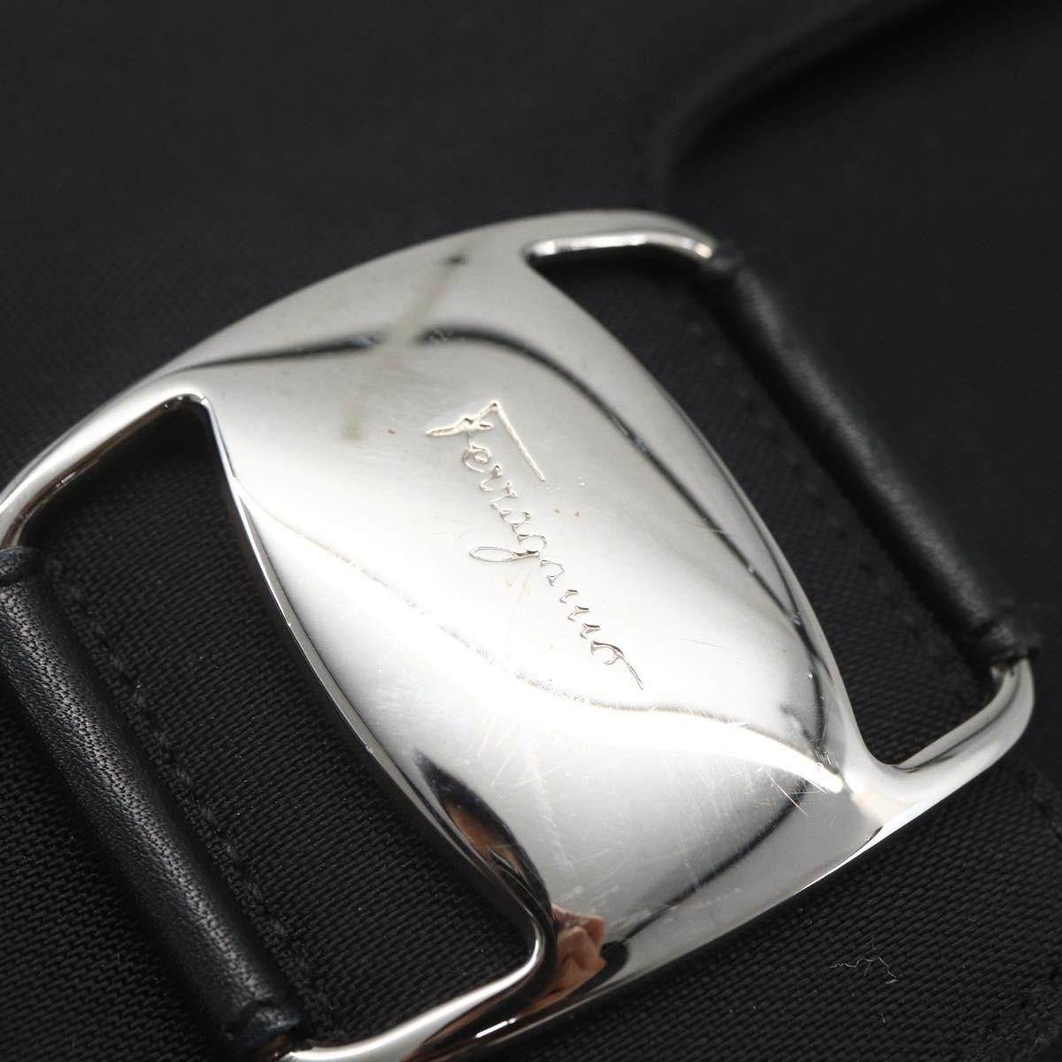 Salvatore Ferragamo Salvatore Ferragamo Vala Shoulder Bag Nylon Black Silver Authentic 162155