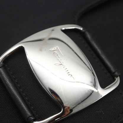 Salvatore Ferragamo Salvatore Ferragamo Vala Shoulder Bag Nylon Black Silver Authentic 162155