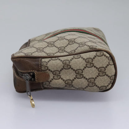 Gucci GUCCI GG Supreme Web Sherry Line Clutch Bag PVC Beige Red Green Authentic th5590