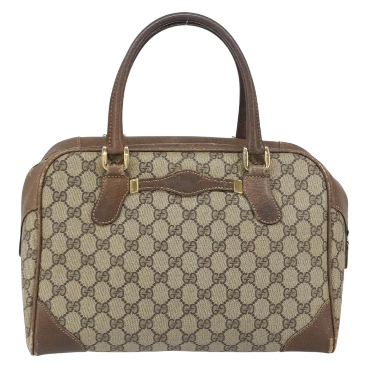 Gucci GUCCI GG Supreme Boston Bag PVC Beige Gold Authentic 156838