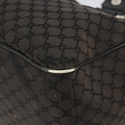 Celine CELINE Macadam Canvas Boogie Hand Bag Dark Brown Black Silver Authentic ti3458