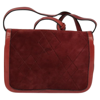 Gucci GUCCI Shoulder Bag Suede Vintage Red Gold Authentic ep7843