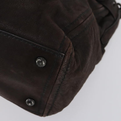 Prada PRADA Hand Bag Leather 2way Brown Silver Authentic 153083