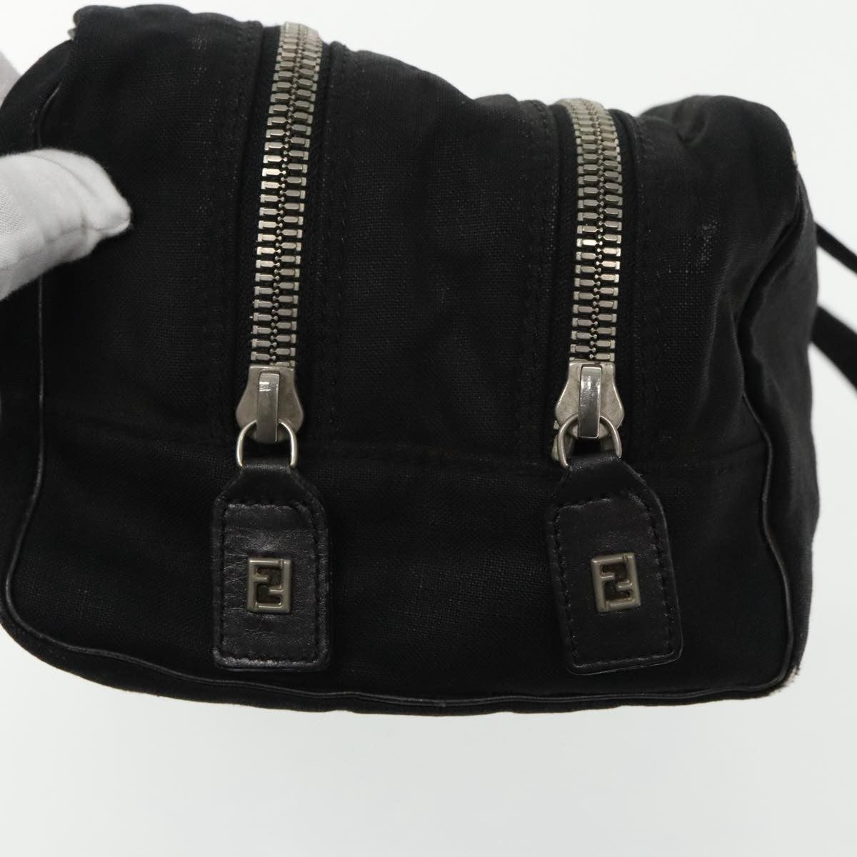 Fendi FENDI Hand Bag Cotton Nylon Black Silver Authentic ti2136