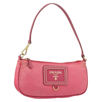 Prada PRADA Shoulder Bag Nylon Leather Pink Gold Authentic 155082