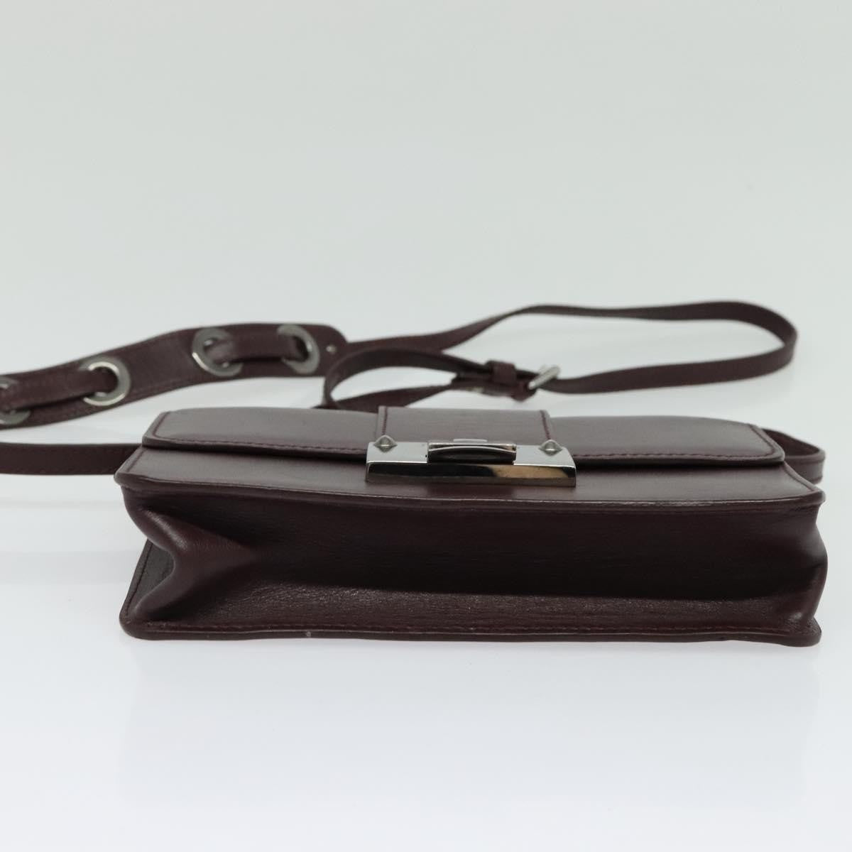 Jimmy Choo Jimmy Choo Hand Bag Leather Bordeaux Silver Authentic BA5034