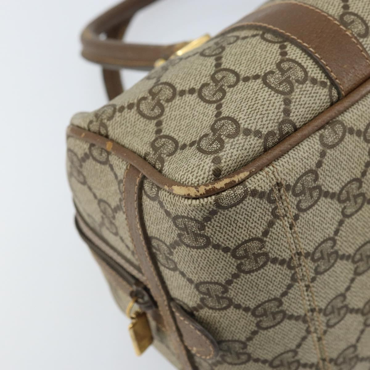 Gucci GUCCI GG Supreme Hand Bag PVC Beige Gold Authentic 173885