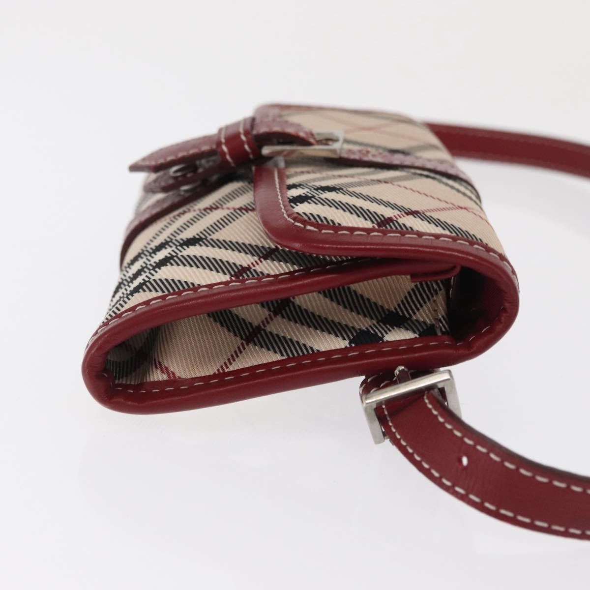 Burberry BURBERRY Nova Check Blue Label Waist Bag Canvas 2way Beige Silver Authentic 169117