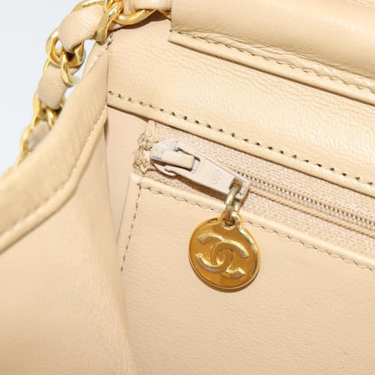 Chanel CHANEL Chain Shoulder Bag Lamb Skin Beige Gold CC Authentic mr2475V