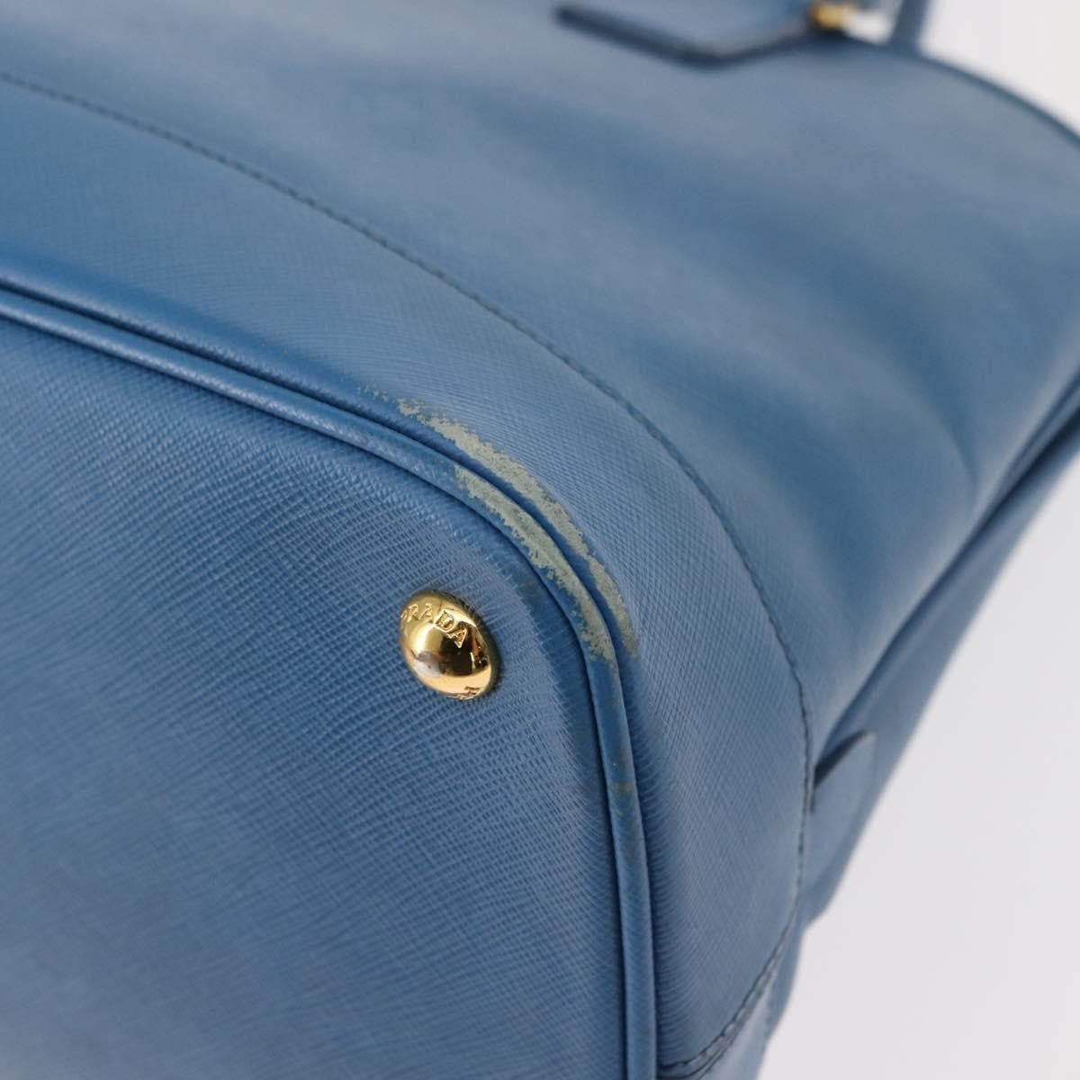 Prada PRADA Hand Bag Safiano leather Blue Gold Authentic fm4916