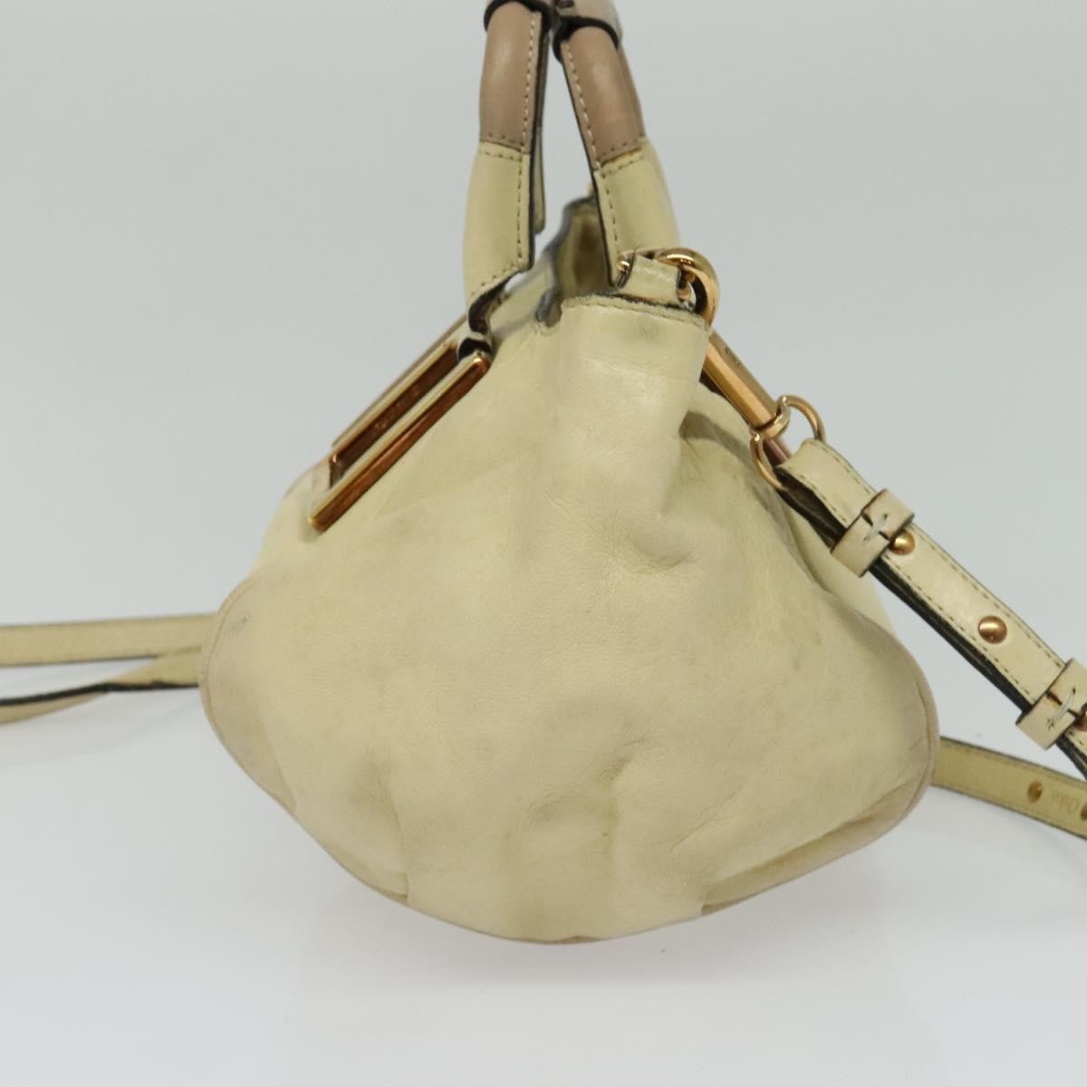 Chloé Chloé Chloe Etel Hand Bag Leather 2way Ivory Gold Authentic 138190