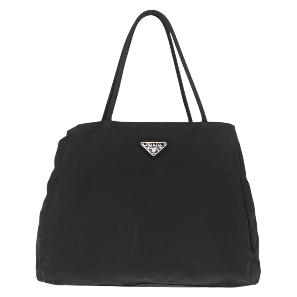 Prada PRADA Hand Bag Nylon Black Silver Authentic SW1923