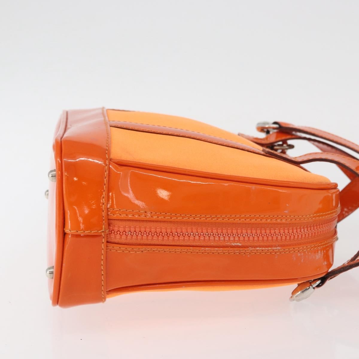 Gucci GUCCI Bamboo Hand Bag Patent leather 2way Orange Silver Authentic 162597