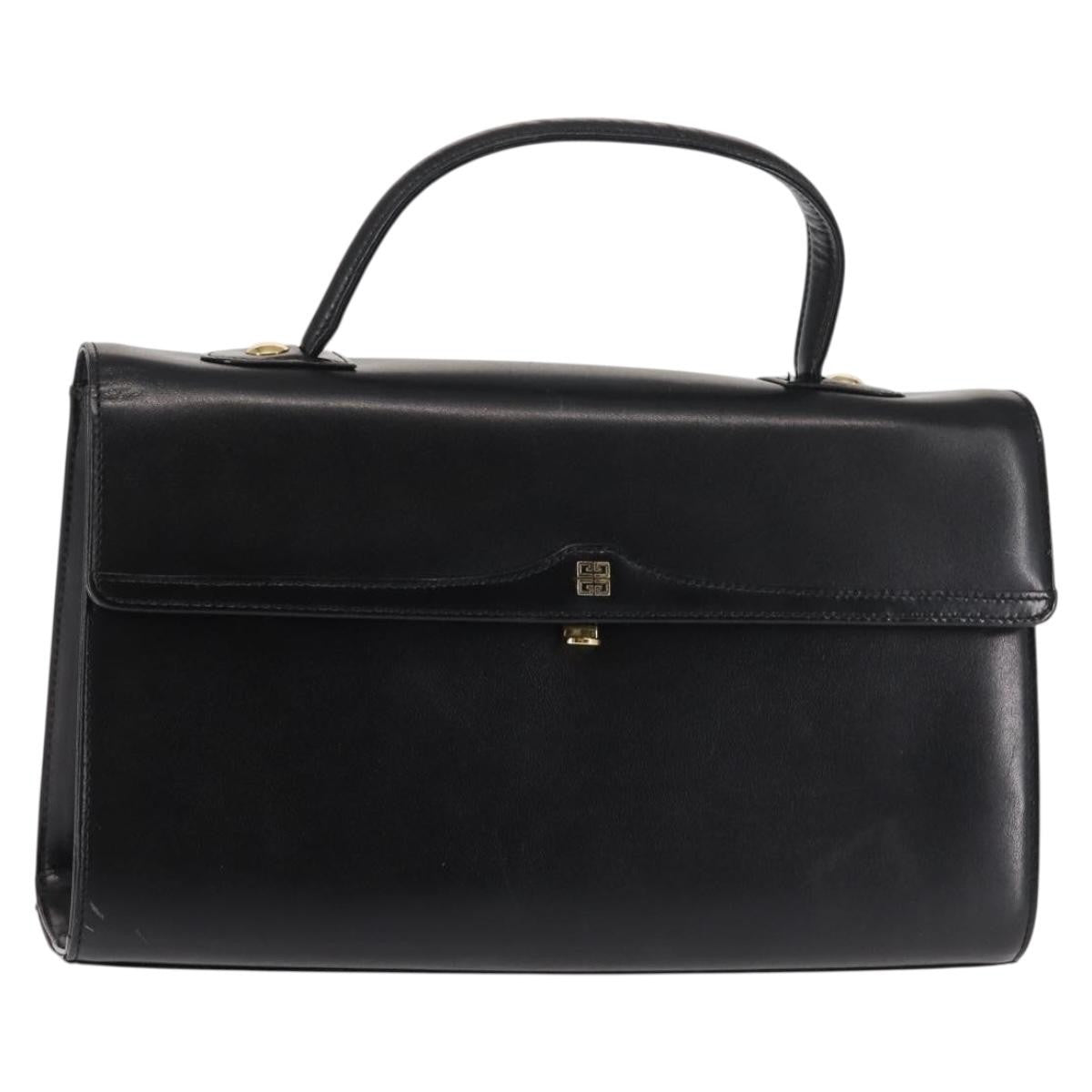 Givenchy GIVENCHY Hand Bag Leather Black Gold Authentic BA6452