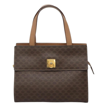 Celine CELINE Macadam Canvas Hand Bag PVC Leather 2way Brown Gold Authentic 123320