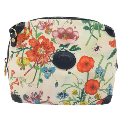Gucci GUCCI Flora Shoulder Bag Canvas Leather White Gold 007 115 1093 Authentic ep13906