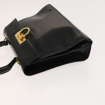 Salvatore Ferragamo Salvatore Ferragamo Gancini Hand Bag Leather 2way Black Gold Authentic BD1703