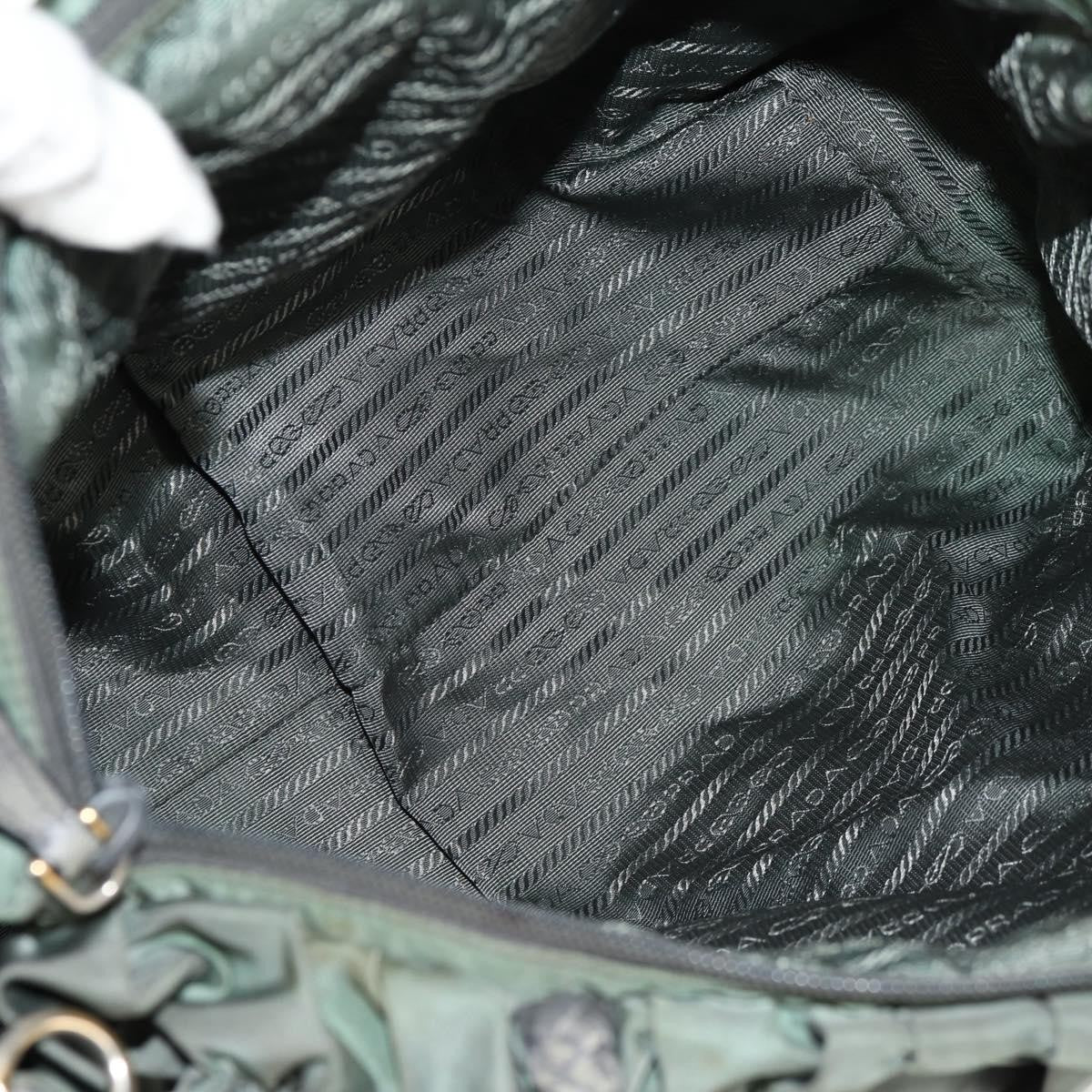 Prada PRADA Hand Bag Nylon 2way Green Gold Authentic 157145