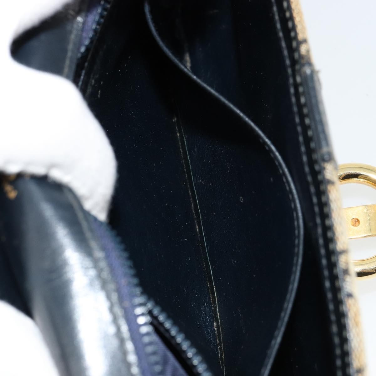 Gucci GUCCI GG Canvas Shoulder Bag Beige Navy Gold Authentic 92734
