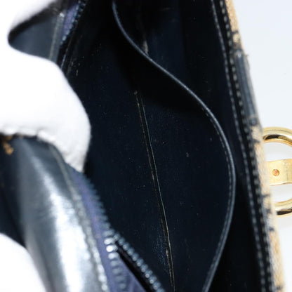 Gucci GUCCI GG Canvas Shoulder Bag Beige Navy Gold Authentic 92734