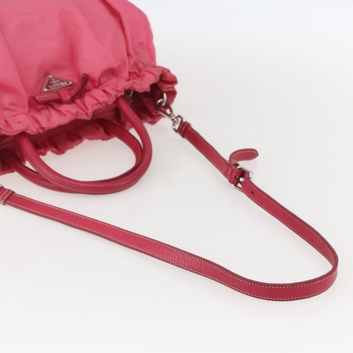 Prada PRADA Hand Bag Nylon 2way Pink Gold Authentic 159239