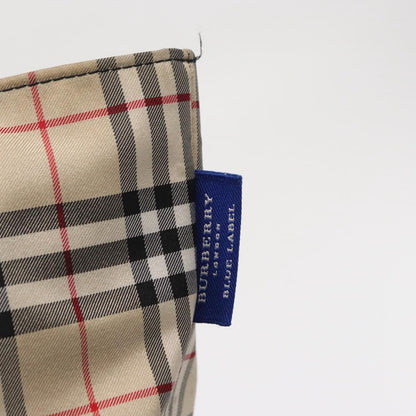 Burberry BURBERRY Nova Check Blue Label Hand Bag Nylon Beige Silver Authentic 169408