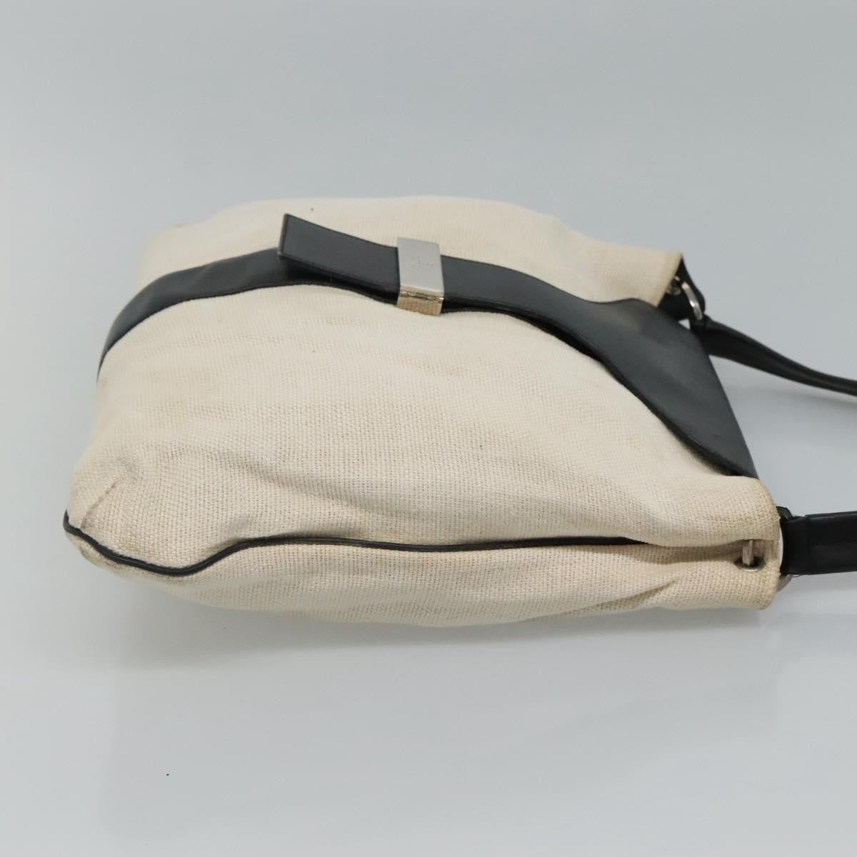 Gucci GUCCI Shoulder Bag Canvas Leather White Black Authentic ti2765