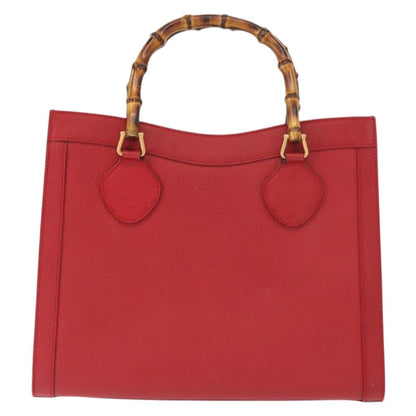 Gucci GUCCI Bamboo Hand Bag Leather Red Gold 002 0260 2615 Authentic ep12137