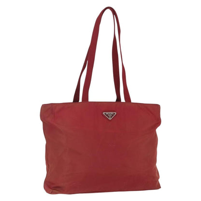 Prada PRADA Tote Bag Nylon Red Silver Authentic 156926