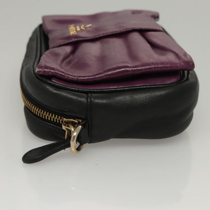 Prada PRADA ribbon Shoulder Bag Leather Purple Gold Authentic 116078