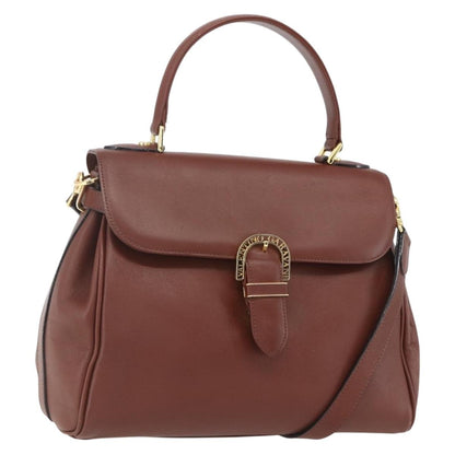 Valentino VALENTINO Hand Bag Leather 2way Brown Gold Authentic hk3311