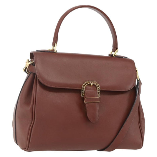 Valentino VALENTINO Hand Bag Leather 2way Brown Gold Authentic hk3311