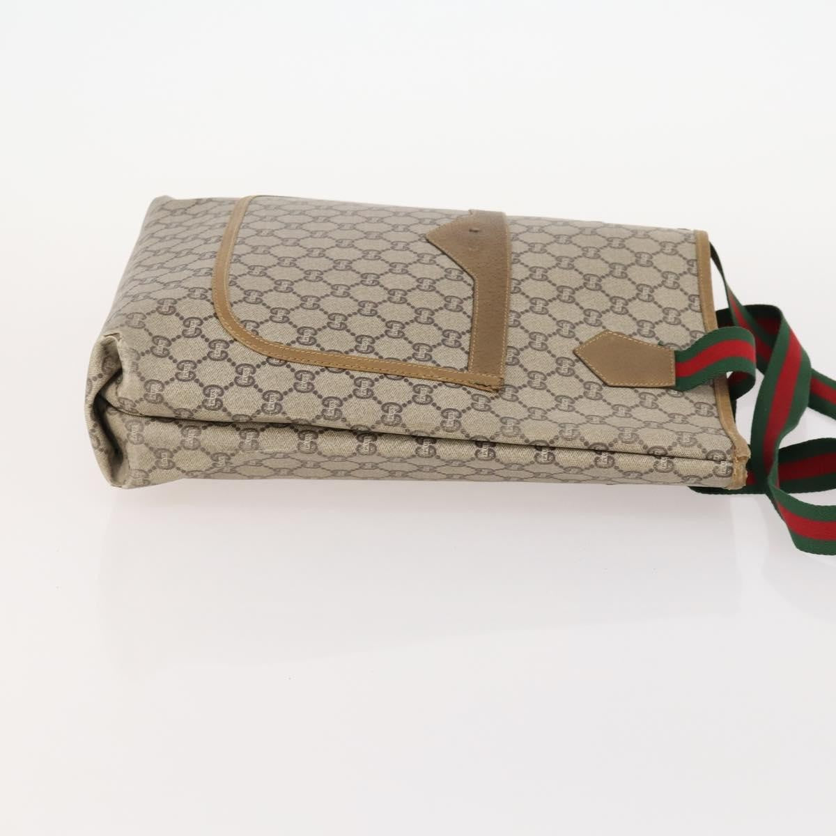 Gucci GUCCI GG Plus Supreme Web Sherry Line Tote Bag PVC 3 Set Beige Red Authentic BSZ437