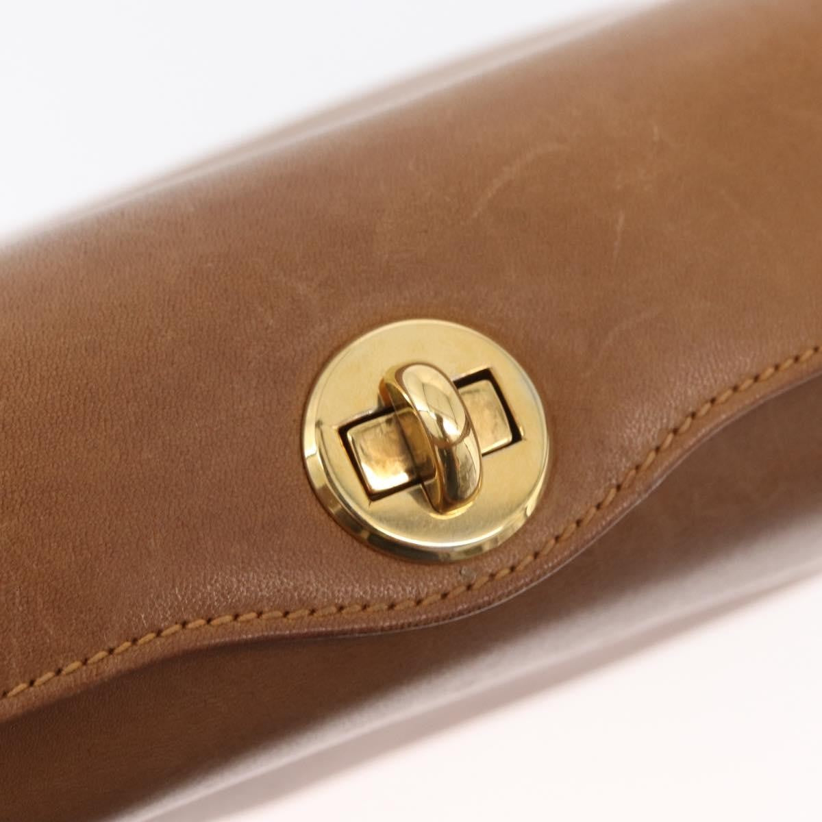 Gucci GUCCI Hand Bag Leather Brown Gold Authentic ka3873