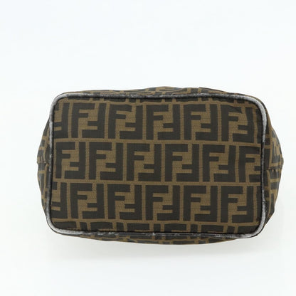Fendi FENDI Zucca Canvas Hand Bag Black Brown Authentic 175169