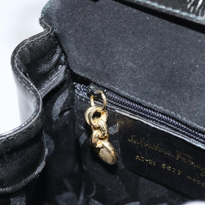 Salvatore Ferragamo Salvatore Ferragamo Vala Hand Bag Patent leather 2way Black Gold Authentic LNZ738