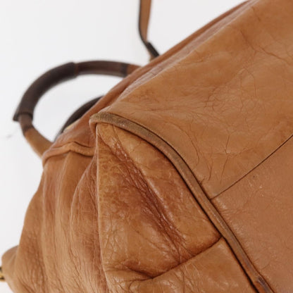 Chloé Chloé Chloe Etel Hand Bag Leather 2way Beige Gold Authentic fm4883
