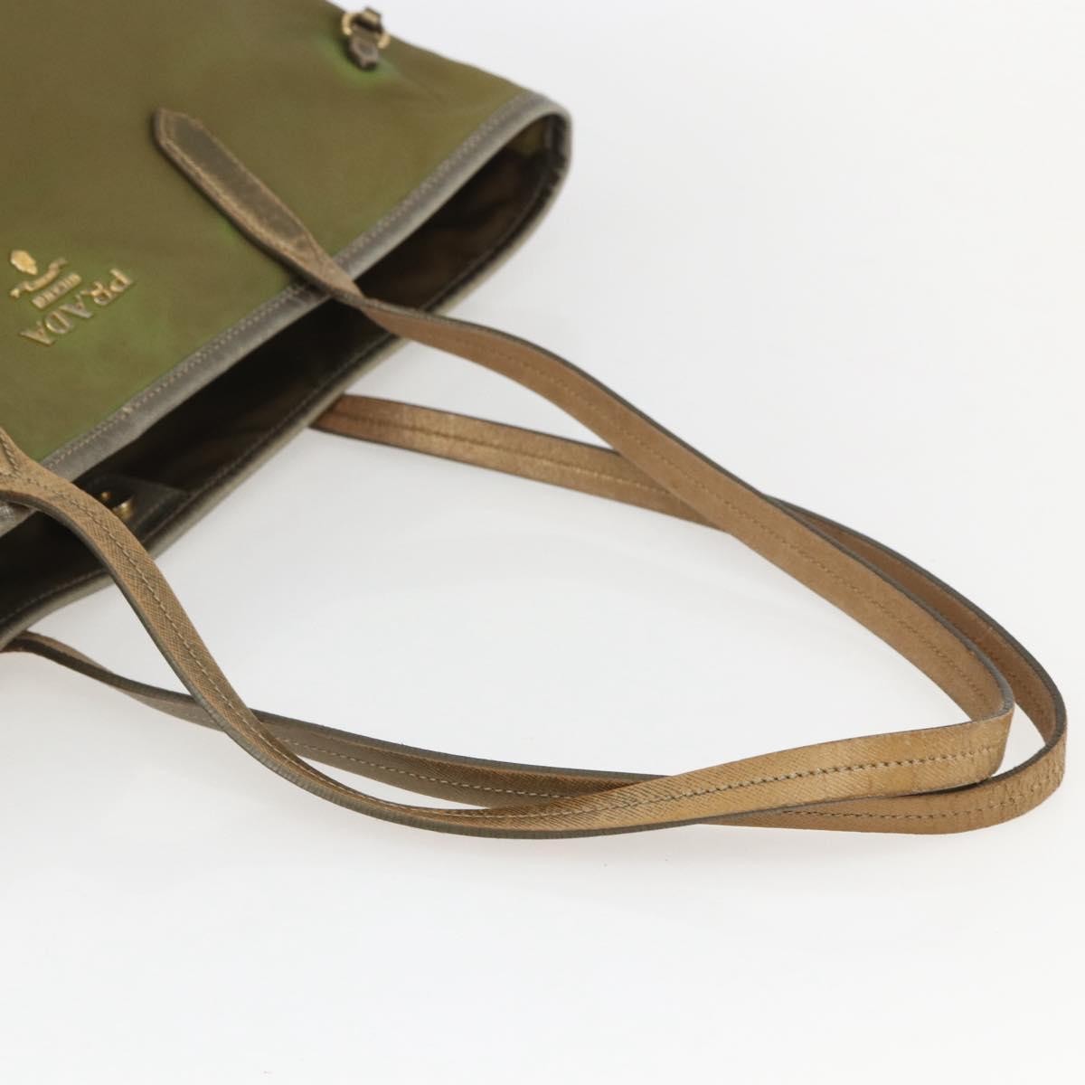 Prada PRADA Hand Bag Nylon Khaki Gold Authentic 159131