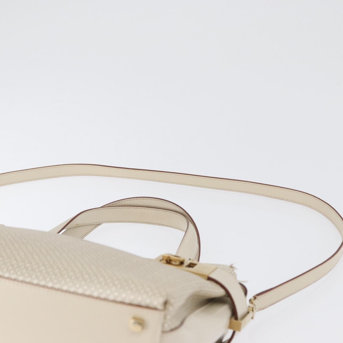 Salvatore Ferragamo Salvatore Ferragamo Gancini Hand Bag Leather 2way Ivory Gold Authentic 172181