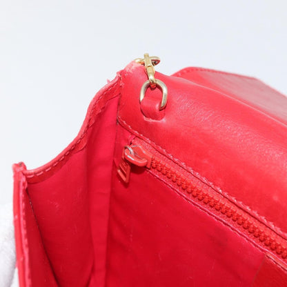 Celine CELINE Chain Shoulder Bag Leather 2way Red Gold Authentic BA13005