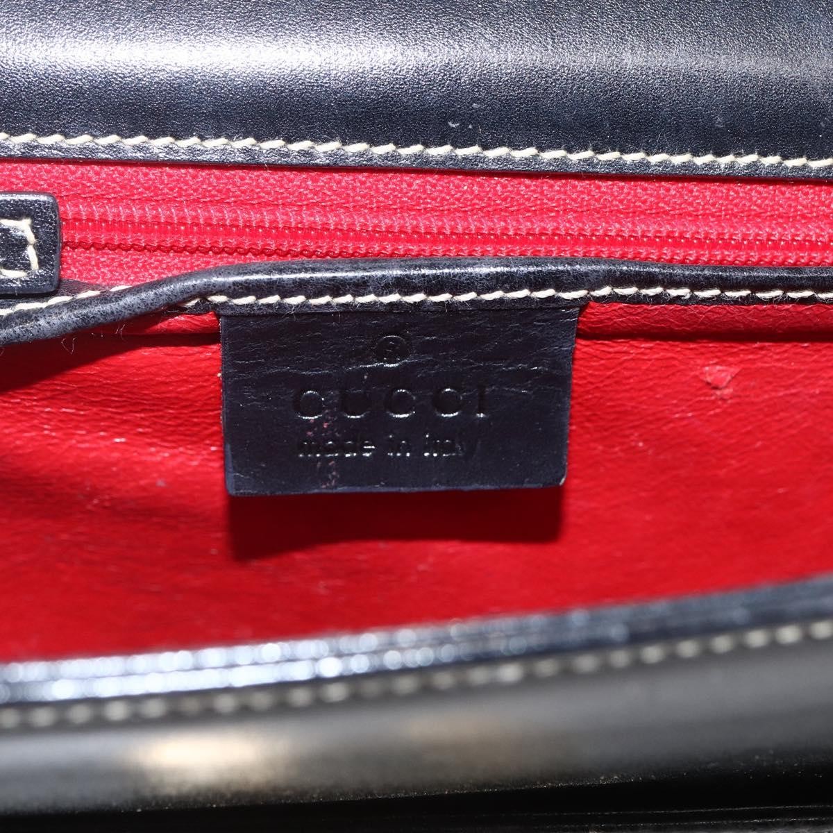 Gucci GUCCI Shoulder Bag Leather Black Gold 001 4214 Authentic 148566