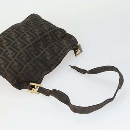 Fendi FENDI Pecan Canvas Zucca Canvas Hand Bag Leather 3 Set Brown Black Authentic 165122
