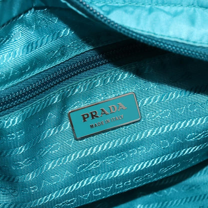 Prada PRADA Hand Bag Nylon 2way Turquoise Blue Silver Authentic gh1880A