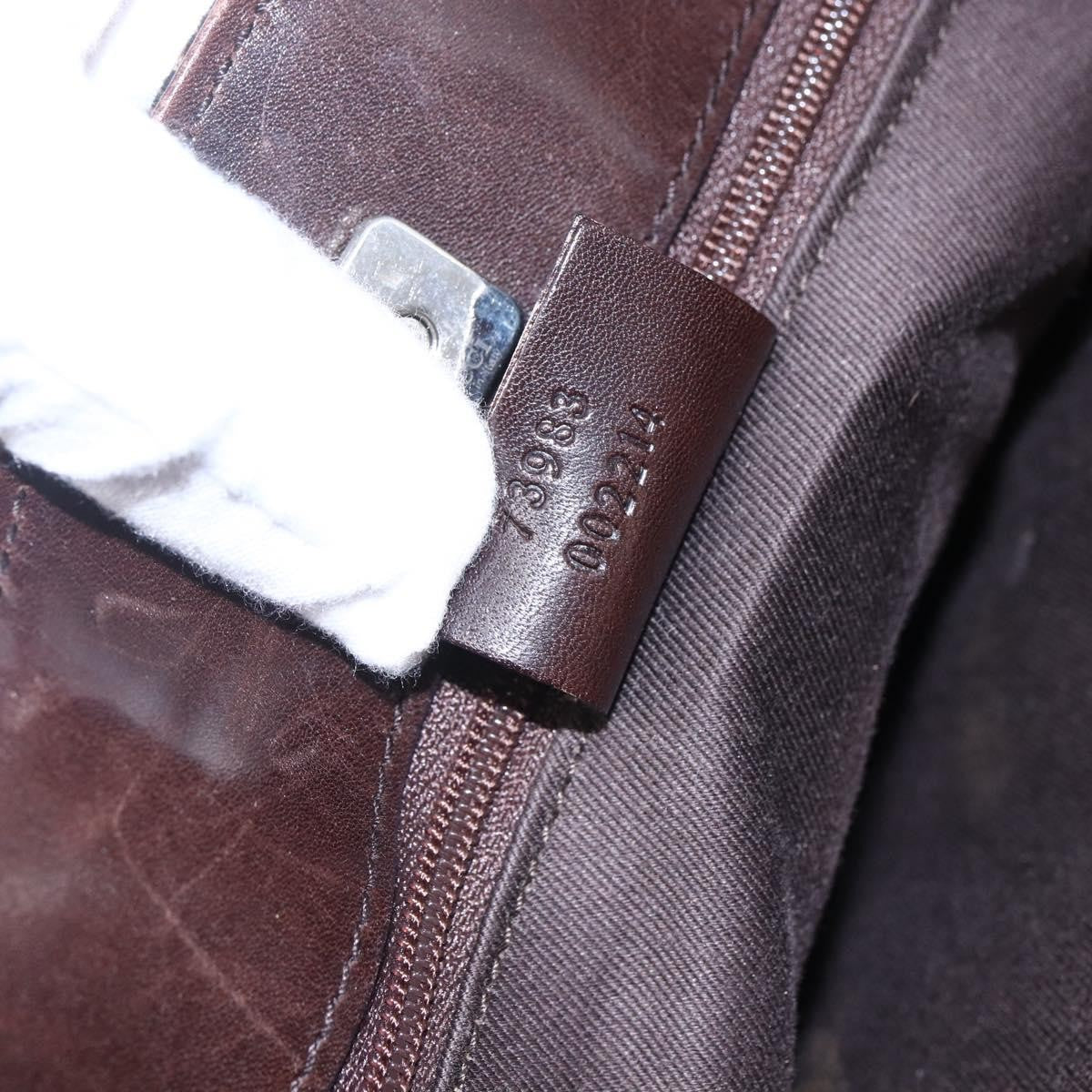 Gucci GUCCI GG Canvas Hand Bag Dark Brown Gold 73983 Authentic 151009