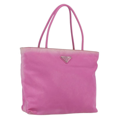 Prada PRADA Tote Bag Nylon Pink Silver Authentic 164823