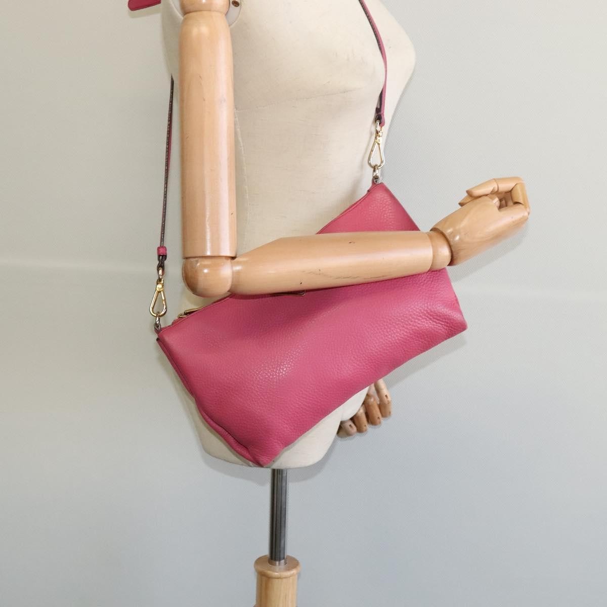 Prada PRADA Shoulder Bag Leather Pink Gold Authentic BD1620
