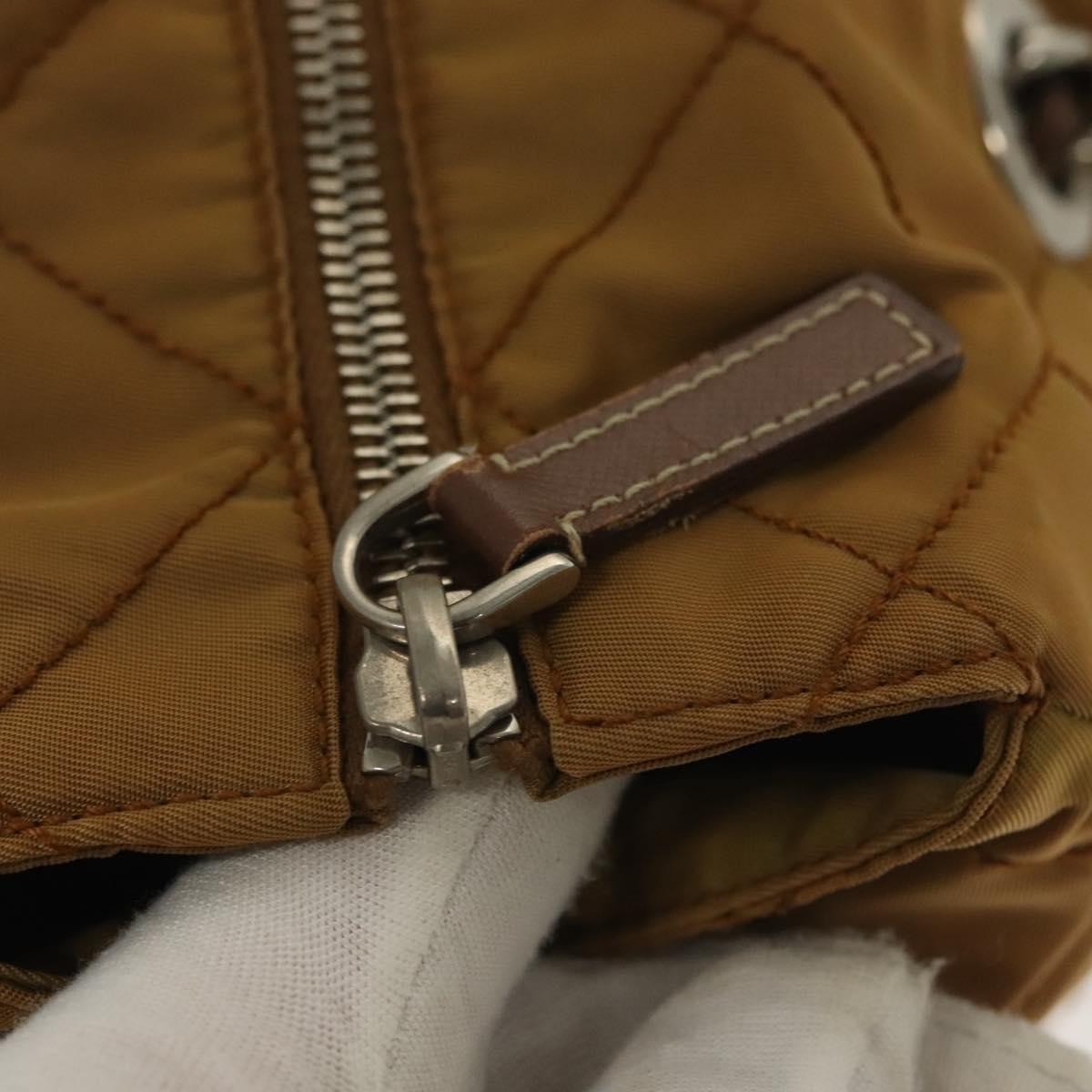 Prada PRADA Chain Shoulder Bag Nylon Beige Silver Authentic 140091