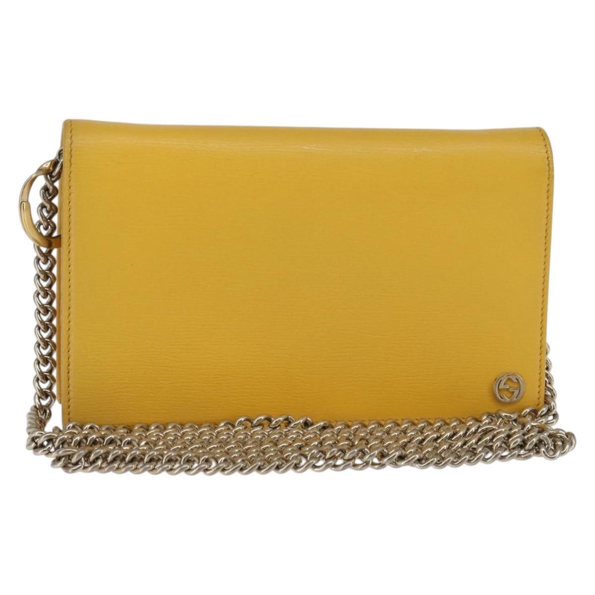 Gucci GUCCI Chain Shoulder Bag Leather Yellow 354697 Authentic 142696