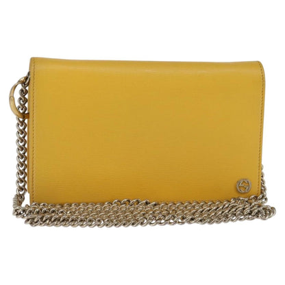 Gucci GUCCI Chain Shoulder Bag Leather Yellow 354697 Authentic 142696