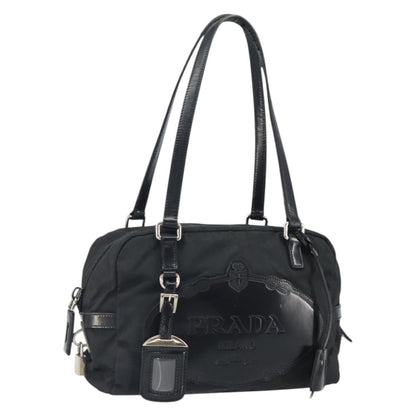 Prada PRADA Hand Bag Nylon Black Silver Authentic ka1246